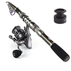 Sougayilang Canne à pêche télescopique et moulinets portables pour pêche en eau douce et en eau de mer, idéal pour les voyages, 2.1M/6.89FT Rod+XY3000 Reel