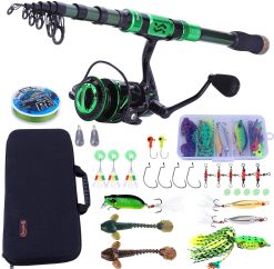 Sougayilang Ensemble Canne à pêche et Moulinet - Canne à pêche télescopique en Fibre de Carbone - Moulinet Rotatif 12 + 1 BB avec étui de Transport pour Eau salée et Eau Douce - G2.7 + 40